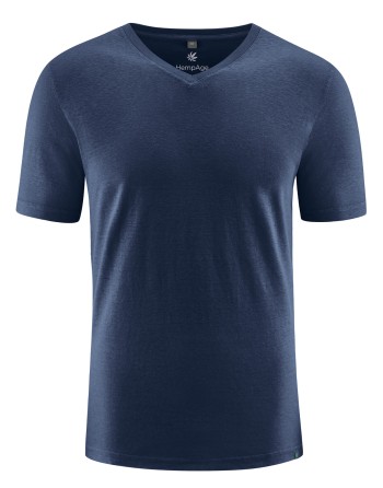 V-Kragen T-Shirt aus Hanf & Bio-Baumwolle – Slim Fit - navy [66f5f88c201729187eaf046a732db54b]