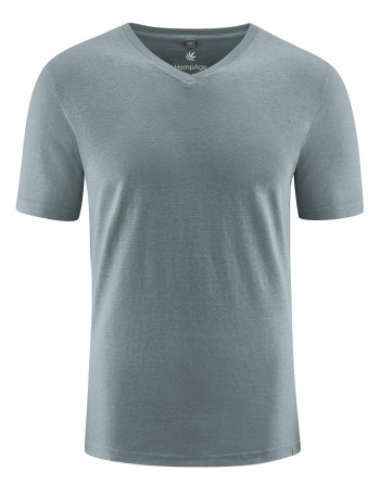 V-Kragen T-Shirt aus Hanf & Bio-Baumwolle – Slim Fit - titan [6cb664a72e5cd08bff687e10bf6bf53e]