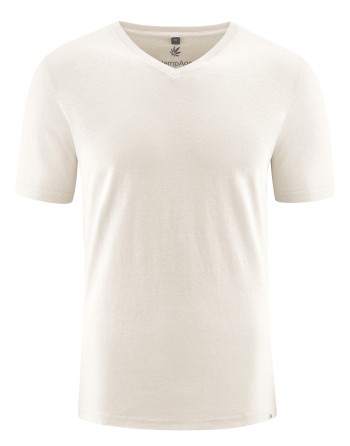 V-Kragen T-Shirt aus Hanf & Bio-Baumwolle – Slim Fit - offwhite [6250ed26eea5184f8a5e3e28619ff21a]