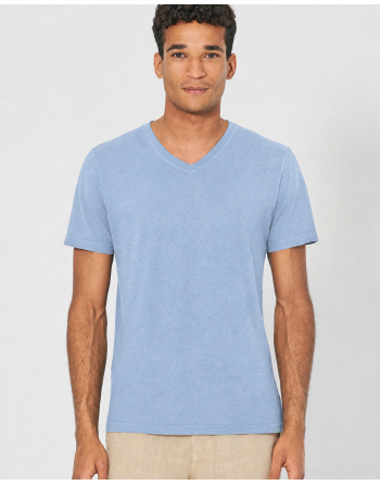 V-Kragen T-Shirt aus Hanf & Bio-Baumwolle – Slim Fit - water [ac166e7b96b9ea9b8d25a656fb3be75e]
