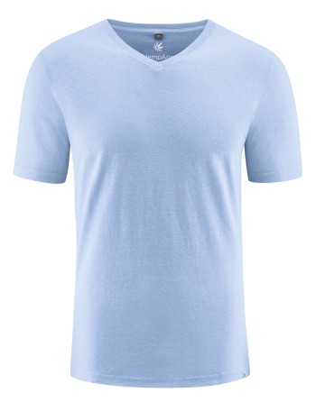 V-Kragen T-Shirt aus Hanf & Bio-Baumwolle – Slim Fit - water [7553b023dfbd8e009e20f47c4d09ac60]