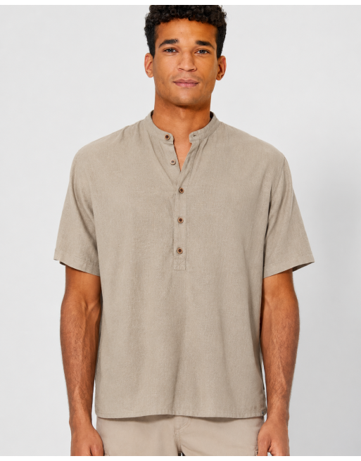 Stehkragen Kurzarmhemd aus Hanf & Biobaumwolle Casual Fit - grit [c3fad4fa862d8af0af13cc8022a5b99b]