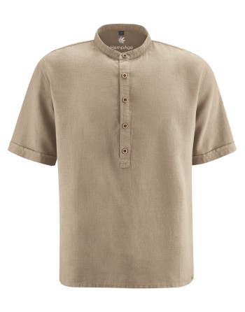 Stehkragen Kurzarmhemd aus Hanf & Biobaumwolle Casual Fit - grit [62f7f41d38fae373c88db66a4374e6a5]