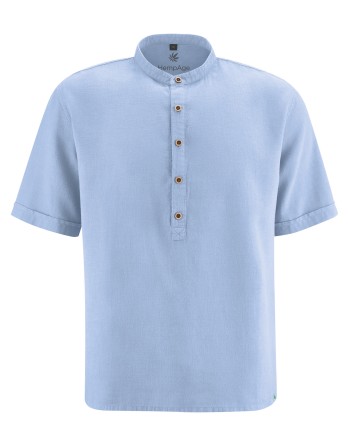 Stehkragen Kurzarmhemd aus Hanf & Biobaumwolle Casual Fit - water [fd46dafdae395b7d6cbf8c8d9a1028cd]