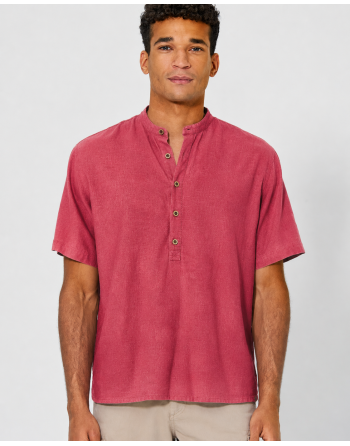 Stehkragen Kurzarmhemd aus Hanf & Biobaumwolle Casual Fit - barolo [9d7bb1e56cc40ee9e29dba3d90edabf1]
