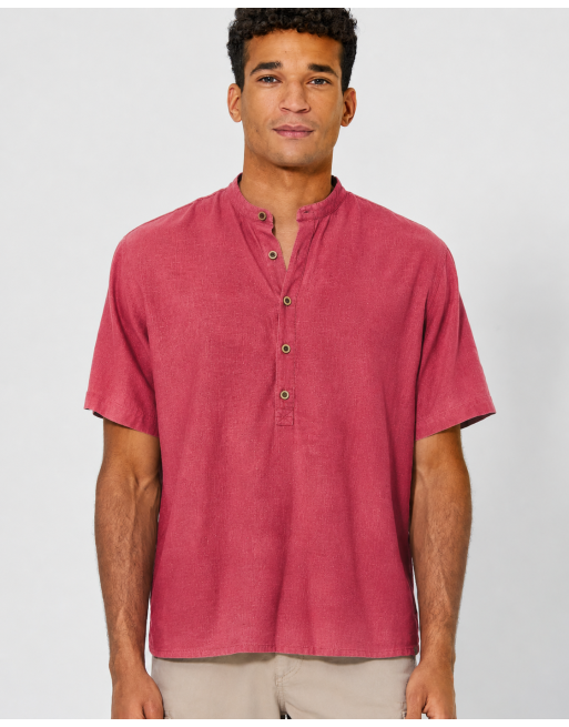 Stehkragen Kurzarmhemd aus Hanf & Biobaumwolle Casual Fit - barolo [9d7bb1e56cc40ee9e29dba3d90edabf1]