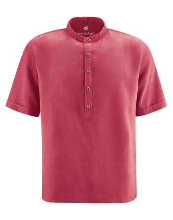 Stehkragen Kurzarmhemd aus Hanf & Biobaumwolle Casual Fit - barolo [d56267338d5c5dc4f897384e6dac3374]