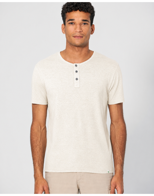Solides Henley T-Shirt Hanf/Biobaumwolle Normal Fit - offwhite [4518846248da42176833ce317fe59556]