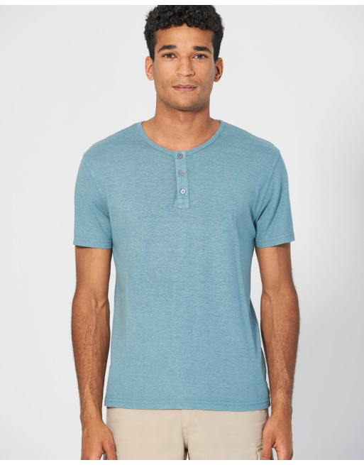 Solides Henley T-Shirt Hanf/Biobaumwolle Normal Fit - wave [5c5a48094570331c66a676ac0bf9c5d1]