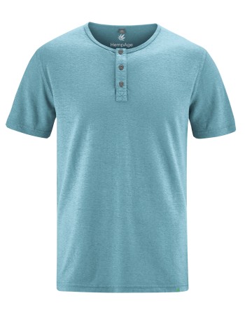 Solides Henley T-Shirt Hanf/Biobaumwolle Normal Fit - wave [088db95aff7222eca1c71a6de14689aa]