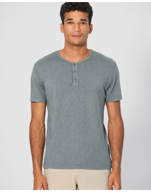 Solides Henley T-Shirt Hanf/Biobaumwolle Normal Fit - titan [b8f2953bb2107b8c703b403d1e271f51]