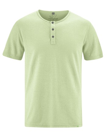 Solides Henley T-Shirt Hanf/Biobaumwolle Normal Fit - matcha [3b33226f1c4f6e56b4e42e8f99ab240e]