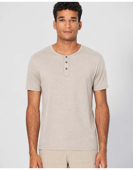 Solides Henley T-Shirt Hanf/Biobaumwolle Normal Fit - distel [556abc974d2c8f20d878add7aa0c756c]