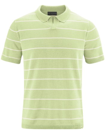 Edles Streifen-Polo Hanf/Biobaumwolle Normal Fit - matcha [33b78eb1ab34751acd1bced8a1eb5cd0]
