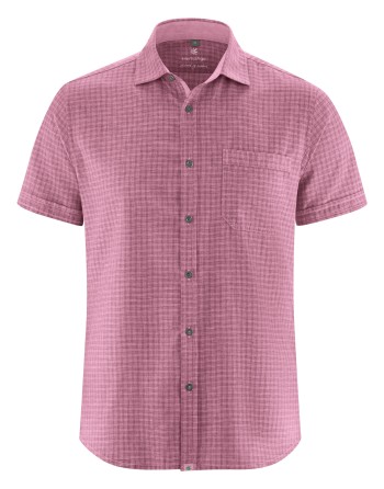 Kariertes Kurzarmhemd aus Hanf/Biobaumwolle - Slim Fit - rose [3be730f15147cf78dd2ea8afd5779dd3]