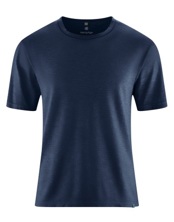 T-Shirt aus Slub Jersey Hanf/Biobaumwolle Normal Fit - navy [23651ee5426e3666208209056cee0372]