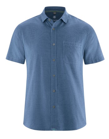 Kurzarmhemd Herren Hanf/Biobaumwolle Normal Fit - blueberry [12397b328366abea0a82f9a17b3b1764]