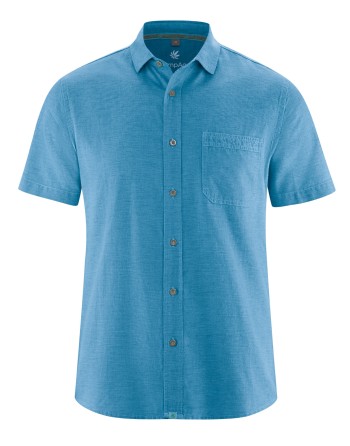Kurzarmhemd Herren Hanf/Biobaumwolle Normal Fit - topaz [650820b4fefdf4828dd827cc75299f95]