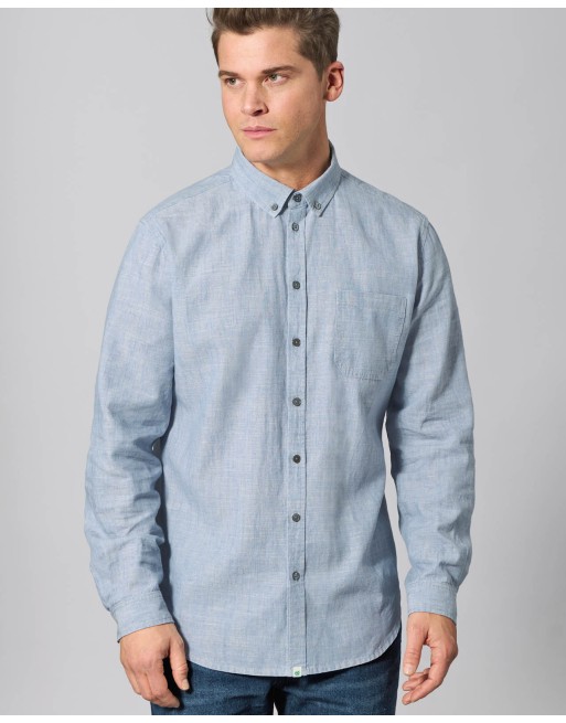 Buttondown Hemd aus Hanf/Biobaumwolle - Normal Fit - smoke [35c95aa6ba86eac855b6e3dfe63ebd4d]