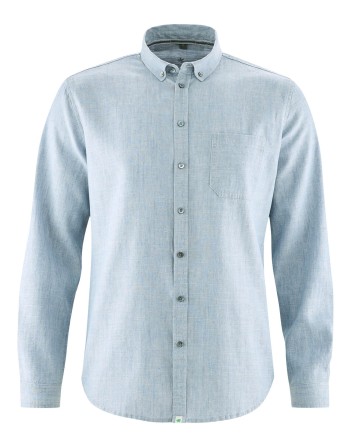 Buttondown Hemd aus Hanf/Biobaumwolle - Normal Fit - smoke [c8228ef7f913bd8ae1be40610ce42a4e]