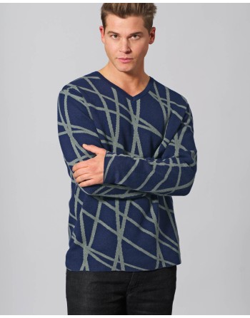 Moderner V-Kragen Pullover aus Hanf/Biobaumwolle - Normal Fit - night-thyme [d8a7281b5d3a1094dcdbdefd885cf182]