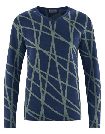 Moderner V-Kragen Pullover aus Hanf/Biobaumwolle - Normal Fit - night-thyme [f2b93d44f41bc196c16187508f07a7e7]