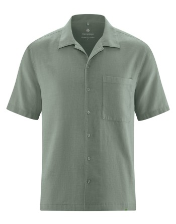 Kurzarmhemd Herren aus Hanf/Biobaumwolle - Casual Fit - thyme [115ffffbb23486e5e71494b5cd27a288]