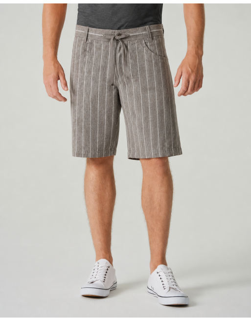 Gestreifte Herren-Shorts aus Hanf/Biobaumwolle - asphalt [002d01301e4c0c575d80cfff8ecdfefe]