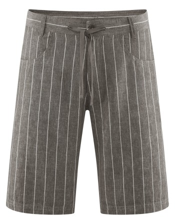 Gestreifte Herren-Shorts aus Hanf/Biobaumwolle - asphalt [1a57c1585f2cf07ee5c17175151e619c]