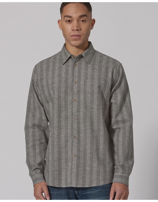 Freizeithemd mit Streifen Herren aus Hanf/Biobaumwolle - Casual Fit - melange [04299ad6410d15b26b7e7ff1ead78d31]