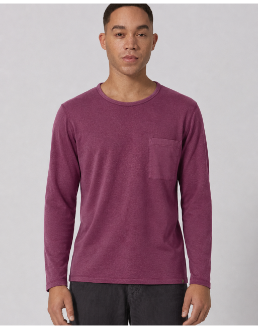 Langarmshirt mit Brusttasche aus Hanf/Biobaumwolle - Normal Fit - wine [39585198e24d51f0bc4bdd93444293db]