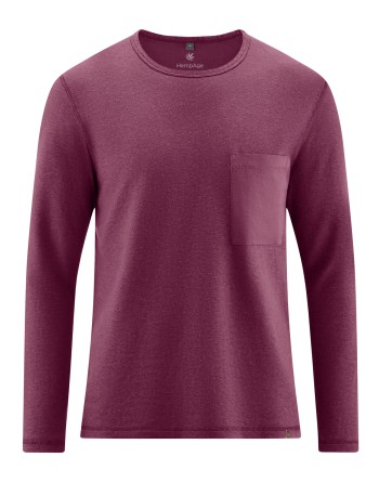 Langarmshirt mit Brusttasche aus Hanf/Biobaumwolle - Normal Fit - wine [03eda9a0c4793b1da87a43175f553bdb]