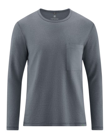 Langarmshirt mit Brusttasche aus Hanf/Biobaumwolle - Normal Fit - shale [63902bfa45ac44cc437b6da3c979f8bd]