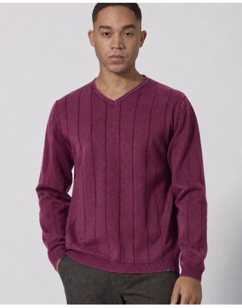 Gestreifter Strickpullover aus Hanf/Biobaumwolle - Normal Fit - wine [107a0cf7f4c5ab30b89eb654d886a908]