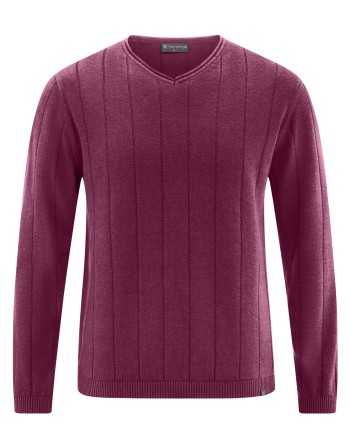 Gestreifter Strickpullover aus Hanf/Biobaumwolle - Normal Fit - wine [8ad22baed463fdd22d2fc525a9d417b3]