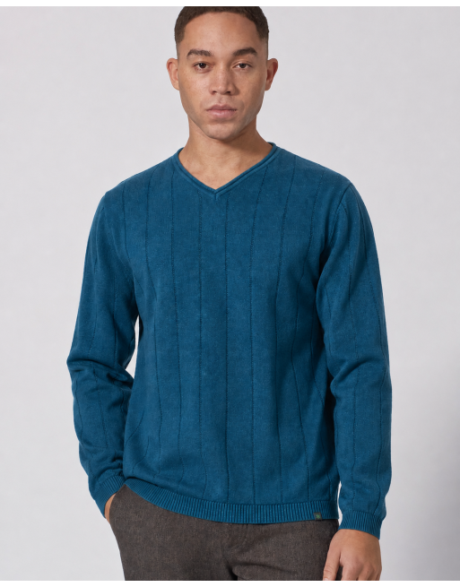 Gestreifter Strickpullover aus Hanf/Biobaumwolle - Normal Fit - reef [c2c52f0893102110a13a51bedba48ccd]