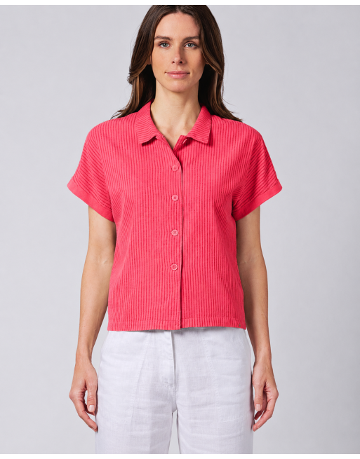 Damen Bluse mit Streifen Hanf/Biobaumwolle Normal Fit - magnolia [904ef4c09555b593eaa82b4810935a4f]