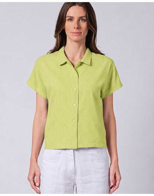 Damen Bluse mit Streifen Hanf/Biobaumwolle Normal Fit - bamboo [ea6cac5793a3ee43e0cb3b194fb19856]