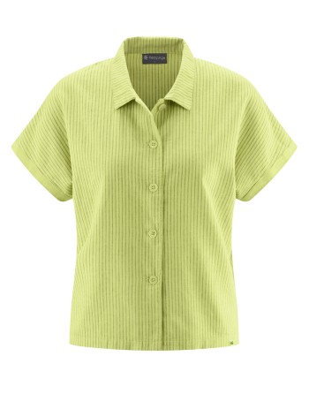 Damen Bluse mit Streifen Hanf/Biobaumwolle Normal Fit - bamboo [e2908bad2d886ddc40754a11dde1c59d]