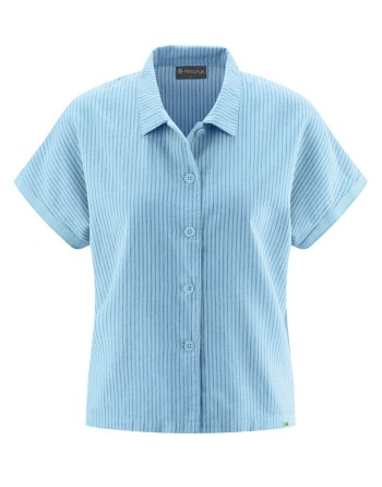 Damen Bluse mit Streifen Hanf/Biobaumwolle Normal Fit - glacier [6bc60eb9fec4731ec748756398d807ac]