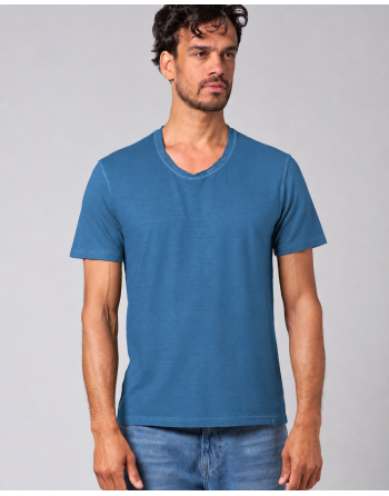 T-Shirt mit eingerolltem V-Kragen - ocean [8bc6121423bdb1c40b52727864b77090]