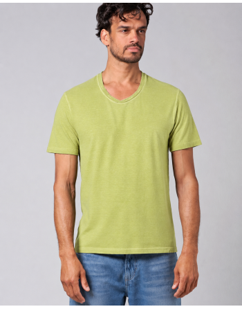 T-Shirt mit eingerolltem V-Kragen - bamboo [0132a56851a04877e4aebc848179effd]