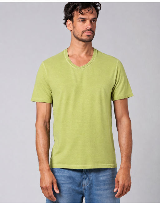 T-Shirt mit eingerolltem V-Kragen - bamboo [0132a56851a04877e4aebc848179effd]