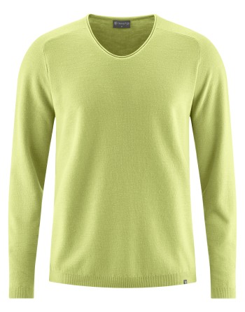 Strickpullover mit schmalen V-Ausschnitt aus Hanf/Biobaumwolle Normal Fit - bamboo [ac7959e7d401fd5d33e05dff54388c2c]