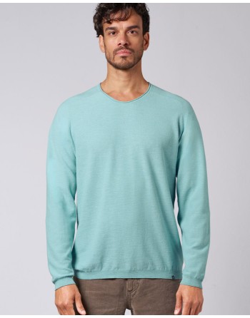 Strickpullover mit schmalen V-Ausschnitt aus Hanf/Biobaumwolle Normal Fit - lake [03005b38aa14dcec35e293dcd37a0788]