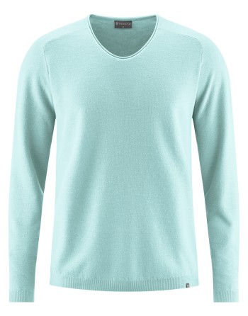 Strickpullover mit schmalen V-Ausschnitt aus Hanf/Biobaumwolle Normal Fit - lake [6cf2f6ae376e7ebb825804161dff14c9]
