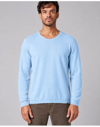 Strickpullover mit schmalen V-Ausschnitt aus Hanf/Biobaumwolle Normal Fit - glacier [168f9254f3badbca801115b8d7a58366]
