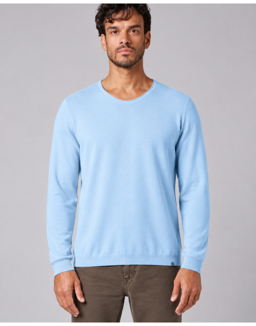 Strickpullover mit schmalen V-Ausschnitt aus Hanf/Biobaumwolle Normal Fit - glacier [168f9254f3badbca801115b8d7a58366]