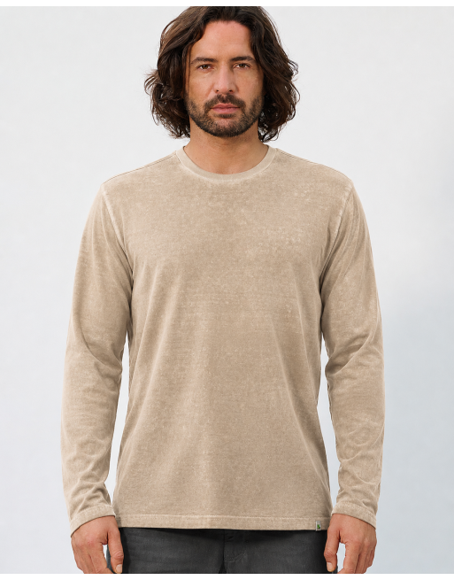 Langarmshirt im Used Look mit Wascheffekten Hanf/Biobaumwolle Normal Fit - shitake [524a69fbd821bea278b07eca564b5082]