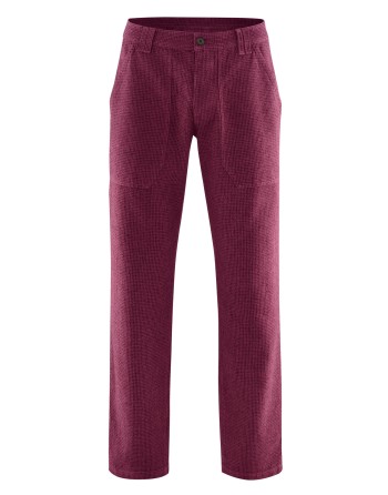 Hose mit Pepita-Muster Herren aus Hanf/Biobaumwolle - wine [a24065cd5813cc8907f823aae5f9b85a]